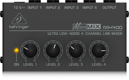 Black Behringer Behringer MICROMIX MX400 Ultra Low-Noise 4-Channel Line Mixer 