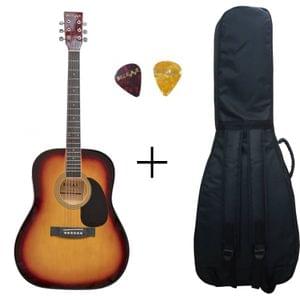Belear K-610SSB Vega 41 Inch Tobacco Brown Sunburst Dreadnought Acoustic Guitar With Bag and Picks