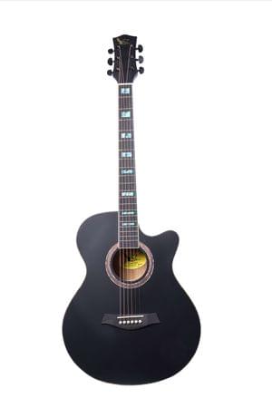 Swan7 40C Semi Acoustic Guitar Black Matt Maven Series with Equalizer Acoustic Guitar Mahogany Rosewood