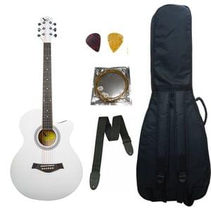 Swan7 40C Maven Series Spruce Wood White Glossy Acoustic Guitar With Bag,String,Strap,and Picks