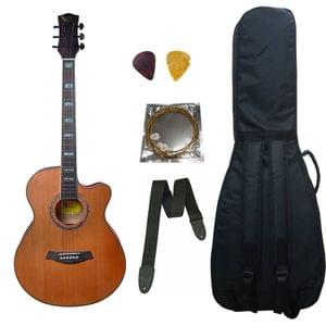 Swan7 40C Semi-Acoustic Guitar Brown Matt Maven Series with Equalizer With Bag String Strap and Picks