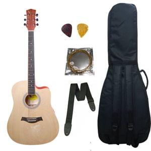 Swan7 41C Maven Series Spruce Wood Natural Matt Acoustic Guitar With Bag String Strap and Picks 