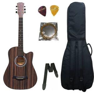Belear I280 38 Inch Zebrawood Acoustic Guitar with Bag Pick String and Strap