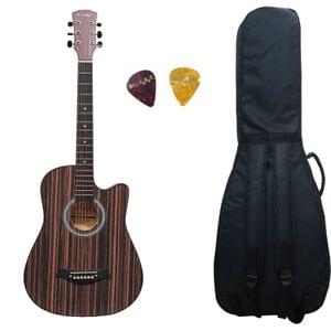 Belear I280 38 Inch Zebrawood Acoustic Guitar With Bag and Picks