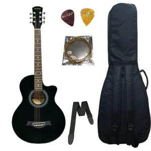 Belear MJT-BLK 38 Inch Black 6 String Acoustic Guitar with Bag String Strap and Picks