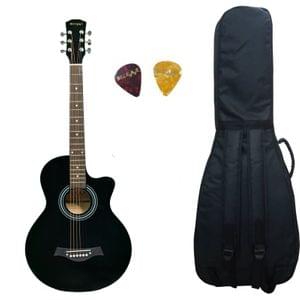 Belear MJT-BLK 38 Inch Black 6 String Acoustic Guitar with Bag and Picks